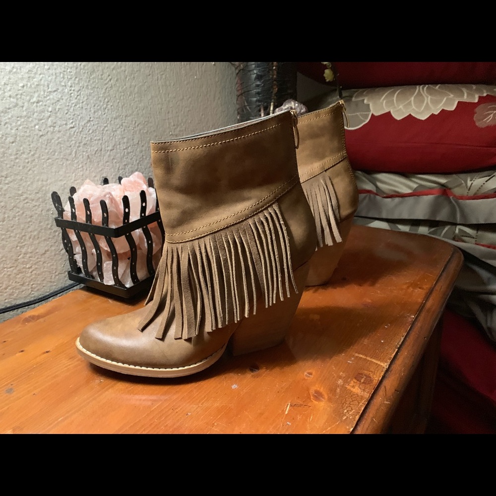 Fringe ankle booties